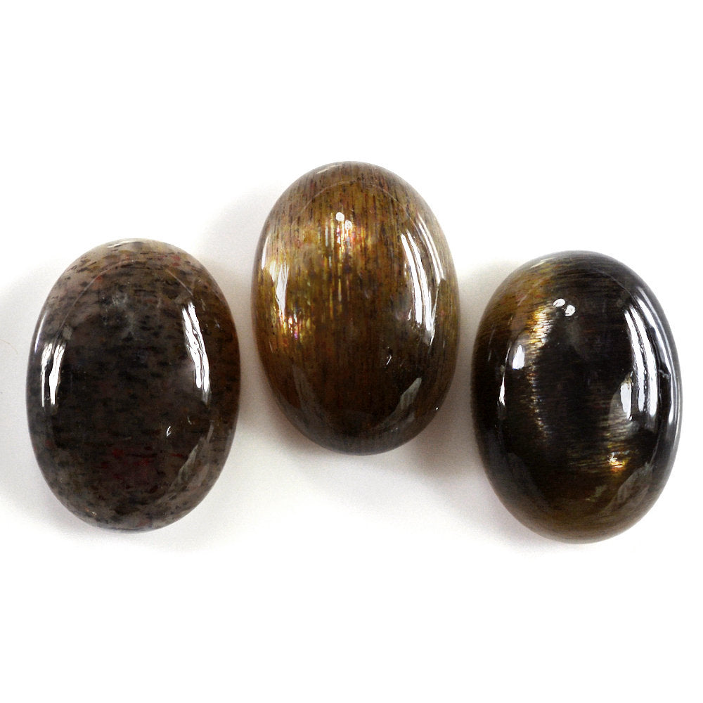 BLACK SHINE GOLDEN SUNSTONE PLAIN OVAL CAB 14X10MM 5.33 Cts.