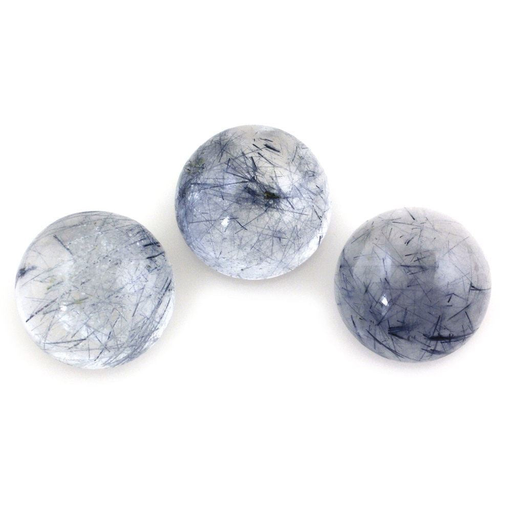 BLUE RUTILE QUARTZ ROUND CAB 12MM 6.87 Cts.