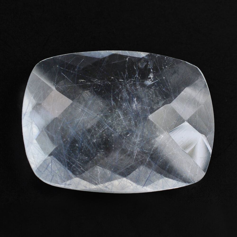 BLUE RUTILE QUARTZ BRIOLETTE CUSHION 20X15MM 11.85 Cts.