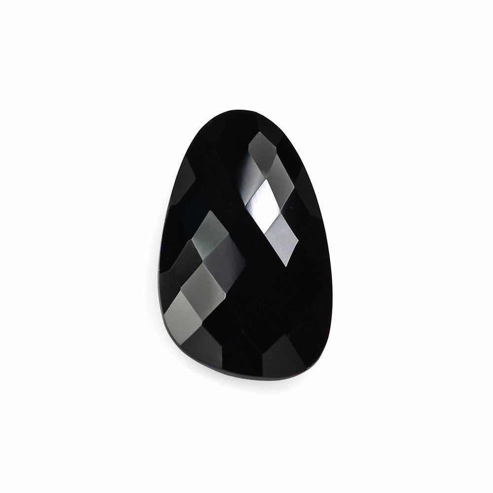 BLACK ONYX ROSE CUT BRIOLETTE IRREGULAR PEARISH 22X13MM 8.95 Cts.