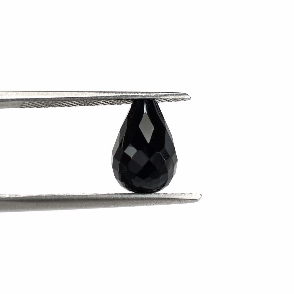 BLACK ONYX FACETED DROPS (HALF DRILL) 10X7MM 3.25 Cts.
