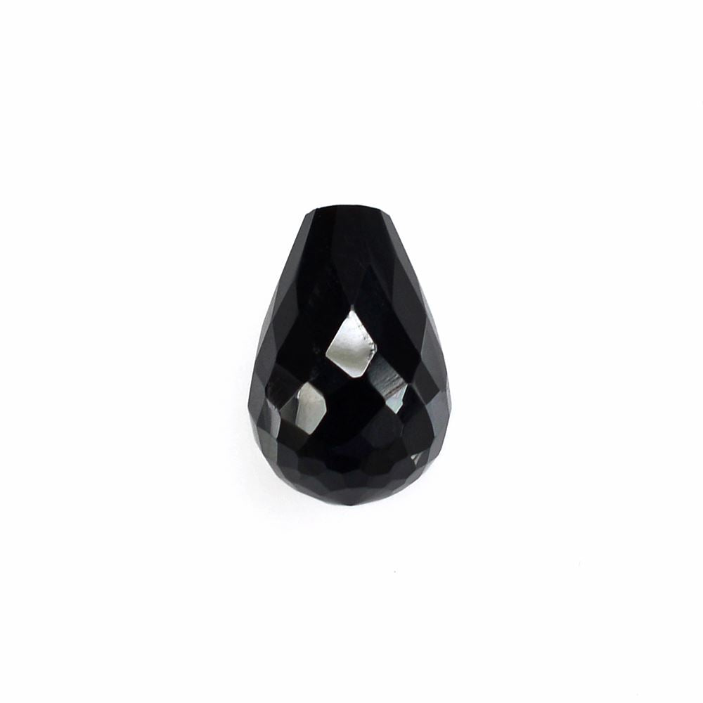 BLACK ONYX FACETED DROPS (HALF DRILL) (CLEAN) 9X6MM 2.20 Cts.