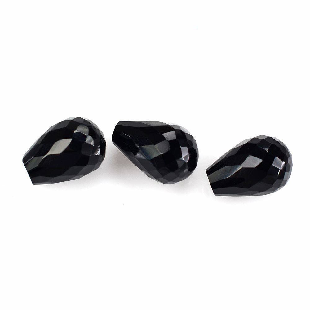 BLACK ONYX FACETED DROPS (HALF DRILL) (CLEAN) 9X6MM 2.20 Cts.