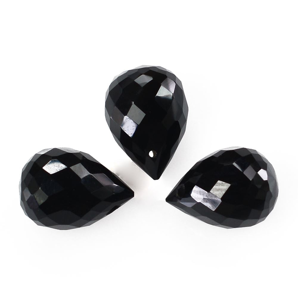 BLACK ONYX FACETED DROPS (FULL DRILL) 10X7MM 3.02 Cts.