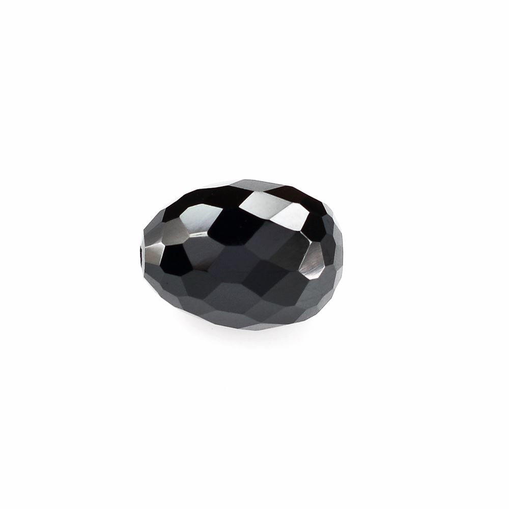 BLACK ONYX FACETED OLIVE (HALF DRILL) 11X8MM 7.49 Cts.