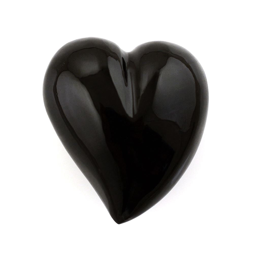 BLACK ONYX SACRED HEARTS (DES#133) HALFDRILL 18X16MM 18.05 Cts.