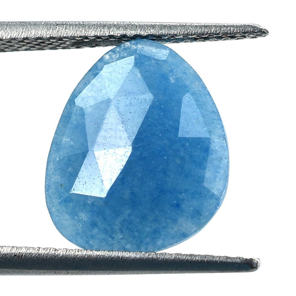 BLUE QUARTZ ROSE CUT BRIOLETTE IRREGULAR TRILLIONISH 13X11MM 3.90 Cts.