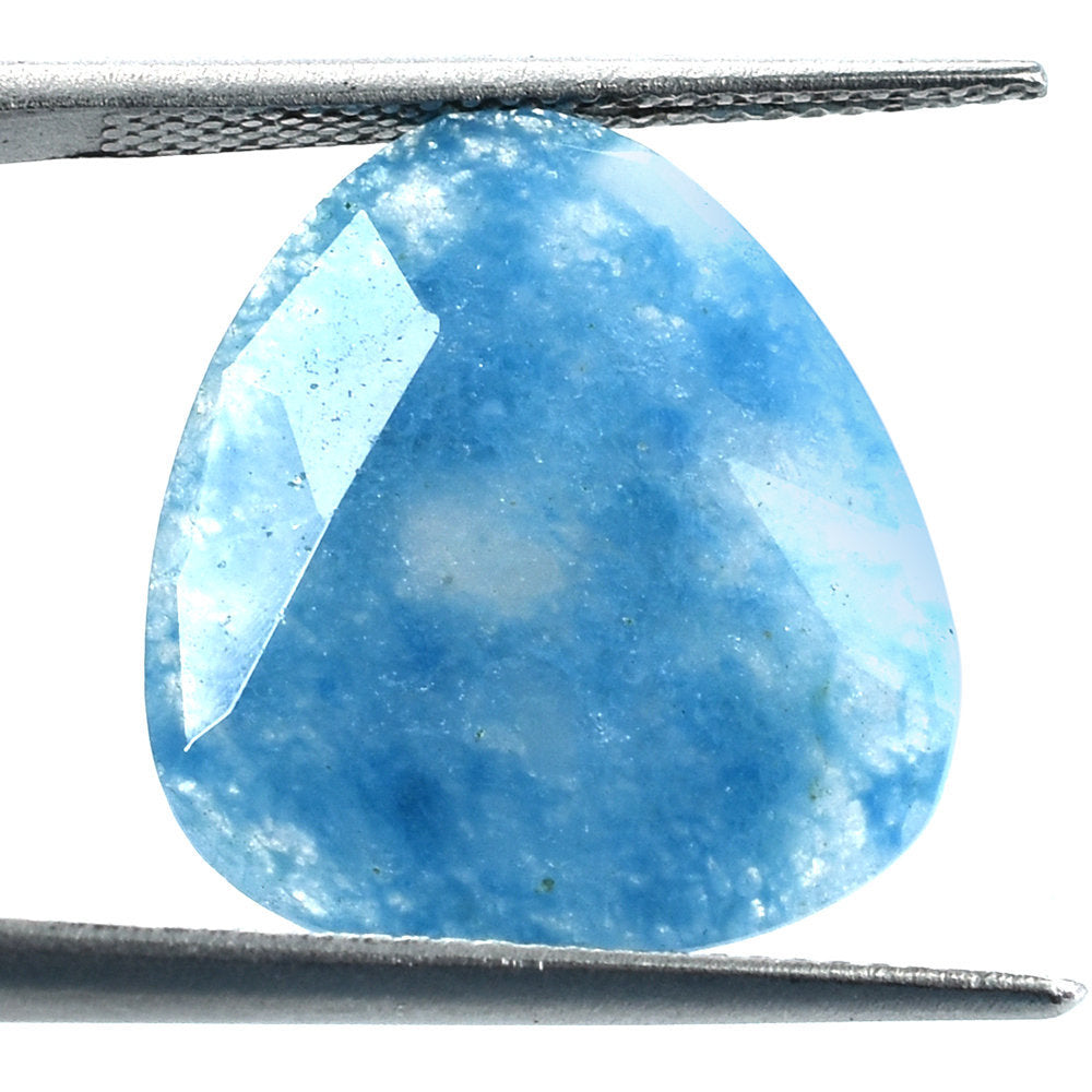 BLUE QUARTZ ROSE CUT BRIOLETTE IRREGULAR TRILLIONISH 18X16MM 6.91 Cts.