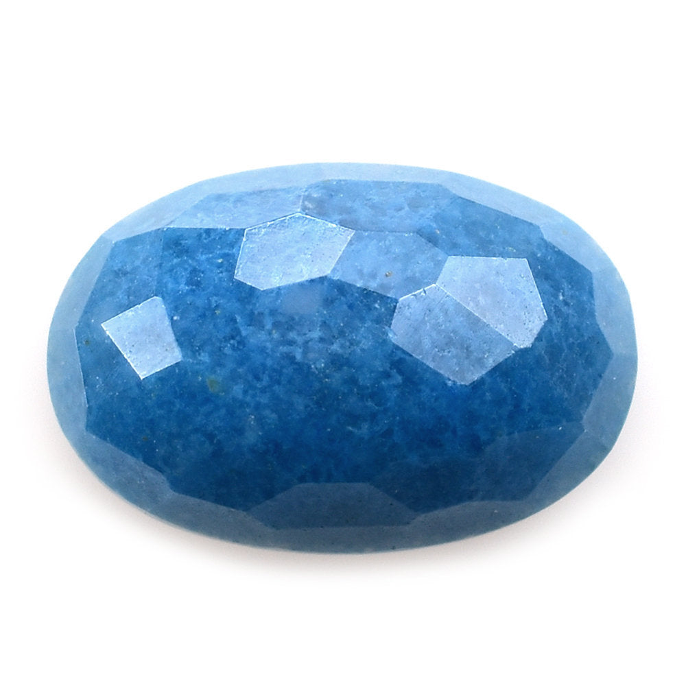 BLUE QUARTZ IRREGULAR FACETED OVAL CAB 20X15MM 6.39 Cts.