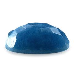 BLUE QUARTZ IRREGULAR FACETED OVAL CAB 20X15MM 6.39 Cts.