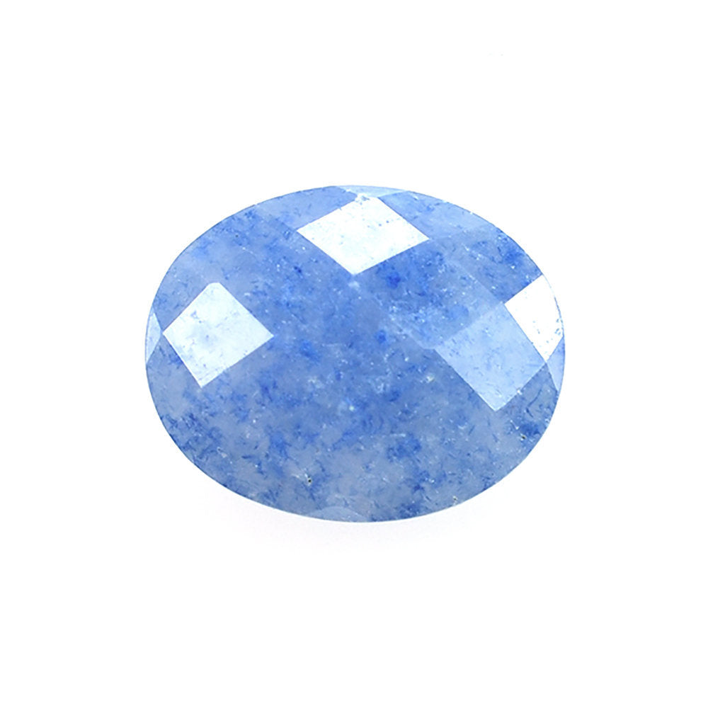 BLUE QUARTZ CHECKER CUT BRIOLETTE OVAL 10X8MM 2.26 Cts.