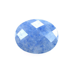 BLUE QUARTZ CHECKER CUT BRIOLETTE OVAL 10X8MM 2.26 Cts.