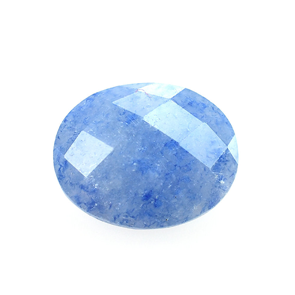 BLUE QUARTZ CHECKER CUT BRIOLETTE OVAL 10X8MM 2.26 Cts.