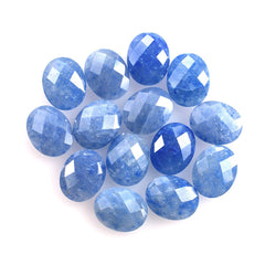 BLUE QUARTZ CHECKER CUT BRIOLETTE OVAL 10X8MM 2.26 Cts.