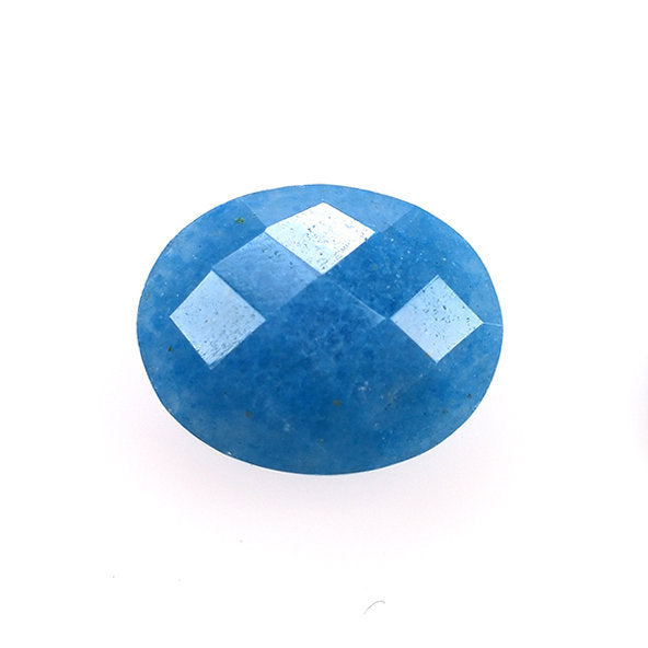 BLUE QUARTZ CHECKER CUT BRIOLETTE OVAL 10X8MM 2.31 Cts.