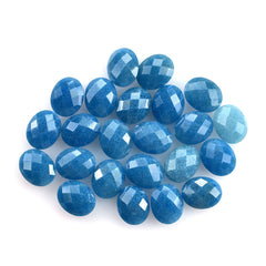 BLUE QUARTZ CHECKER CUT BRIOLETTE OVAL 10X8MM 2.31 Cts.