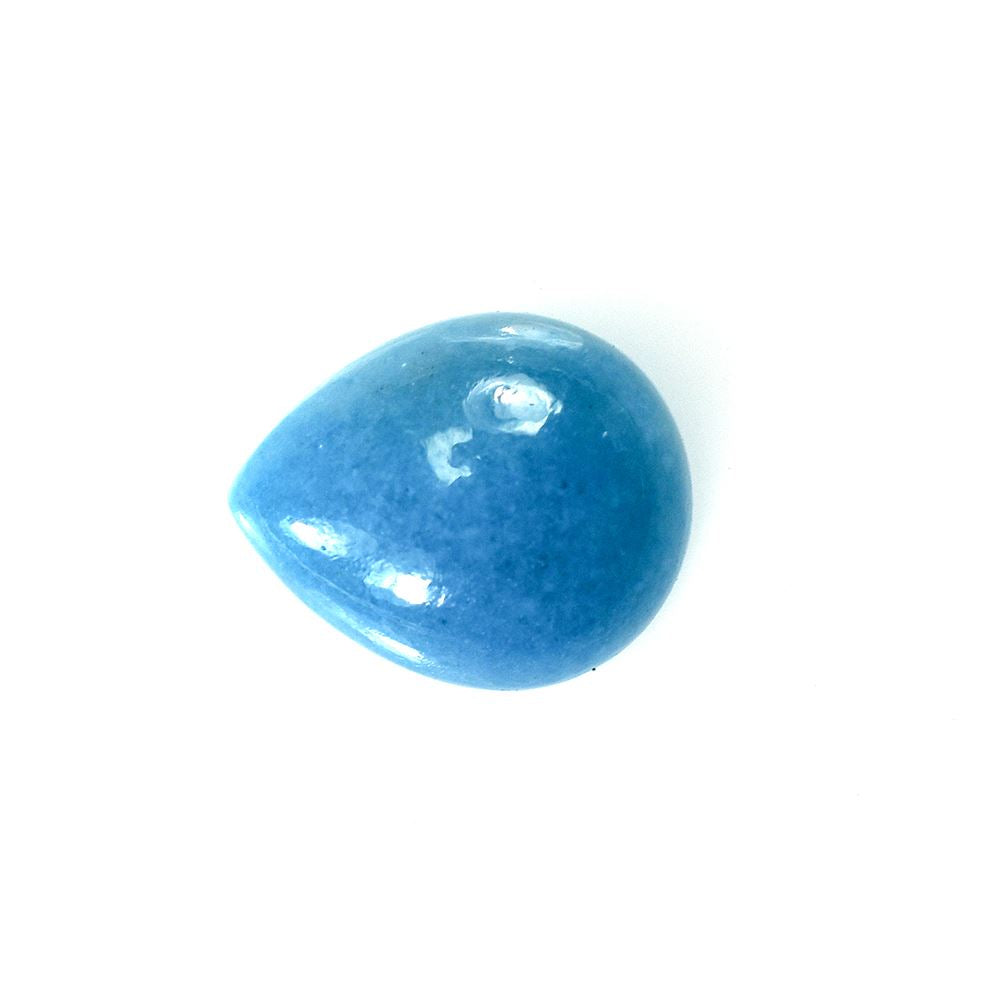 QUARTZ BLUE PLAIN PEAR CAB (MEDIUM BLUE) (OPAQUE) 11X9 MM 3.65 Cts.