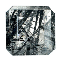 BLACK RUTILE QUARTZ ASSCHER CUT SQUARE-OCTAGON (DES#139) 14MM 11.35 Cts.