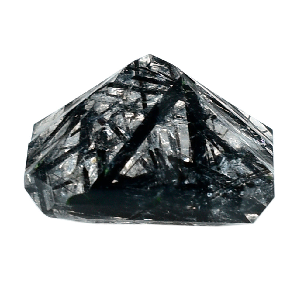 BLACK RUTILE QUARTZ ASSCHER CUT SQUARE-OCTAGON (DES#139) 14MM 11.35 Cts.