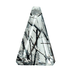 BLACK RUTILE QUARTZ BULLBLE TRAPEZOID (DES#119) 18X12MM 9.80 Cts.