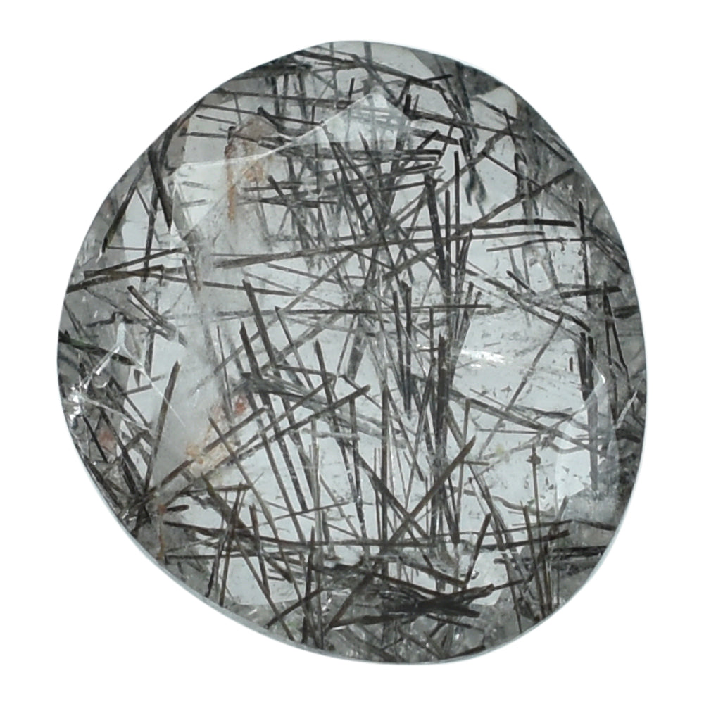 BLACK RUTILE QURATZ BOTH SIDE TABLE CUT TRILLIANISH (MANY RUTILE SOME INCLUSION) 12.00X11.00 MM 3.26 Cts.
