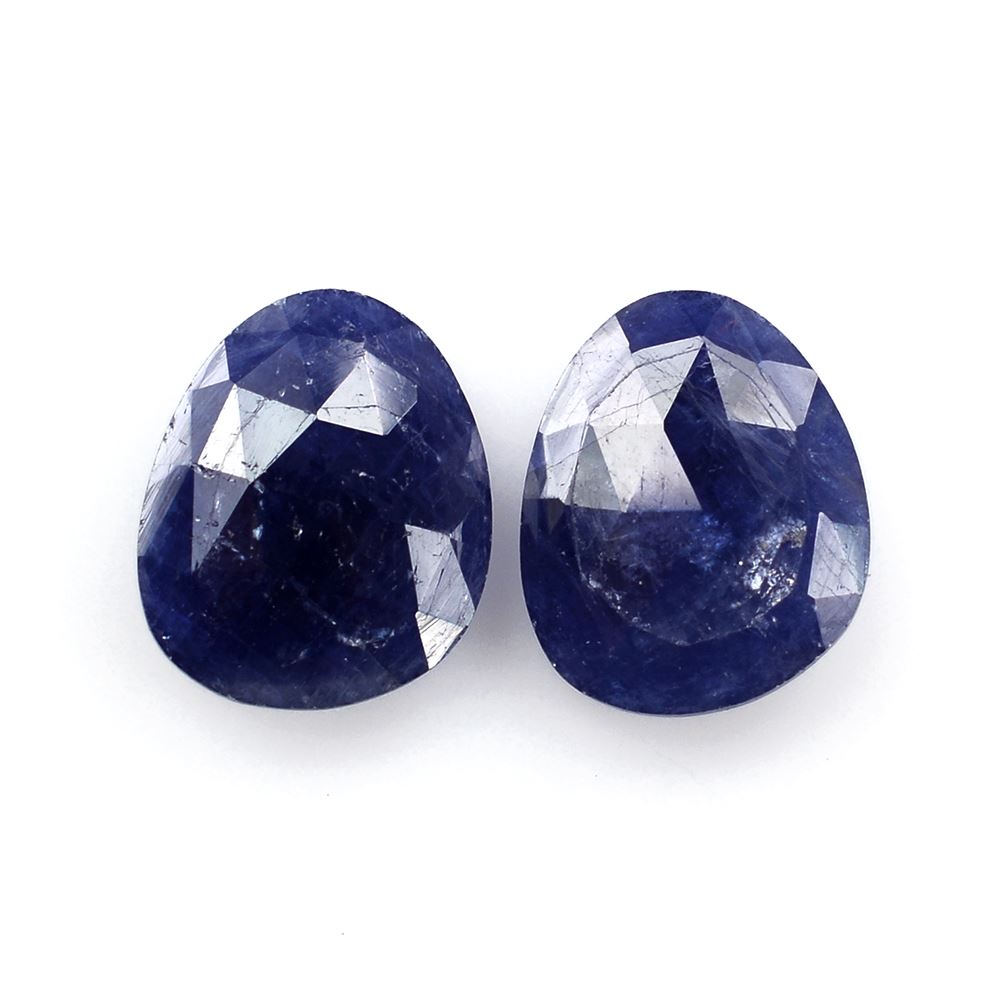 BLUE SAPPHIRE ROSE CUT BRIOLETTE IRREGULAR TRILLION 11X9MM 3.45 Cts.