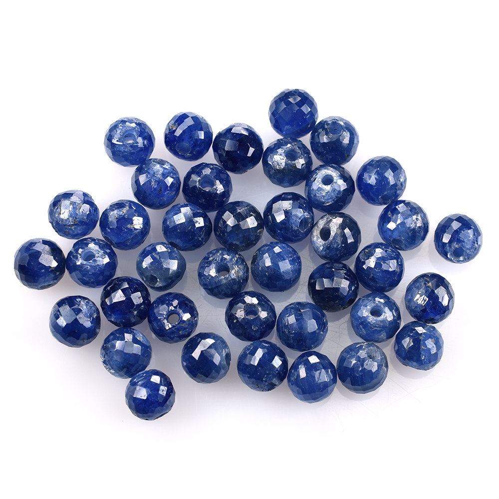 BLUE SAPPHIRE FACETED ROUND BALL 5-6MM (FULL DRILL-1.30MM) 2.18 Cts.