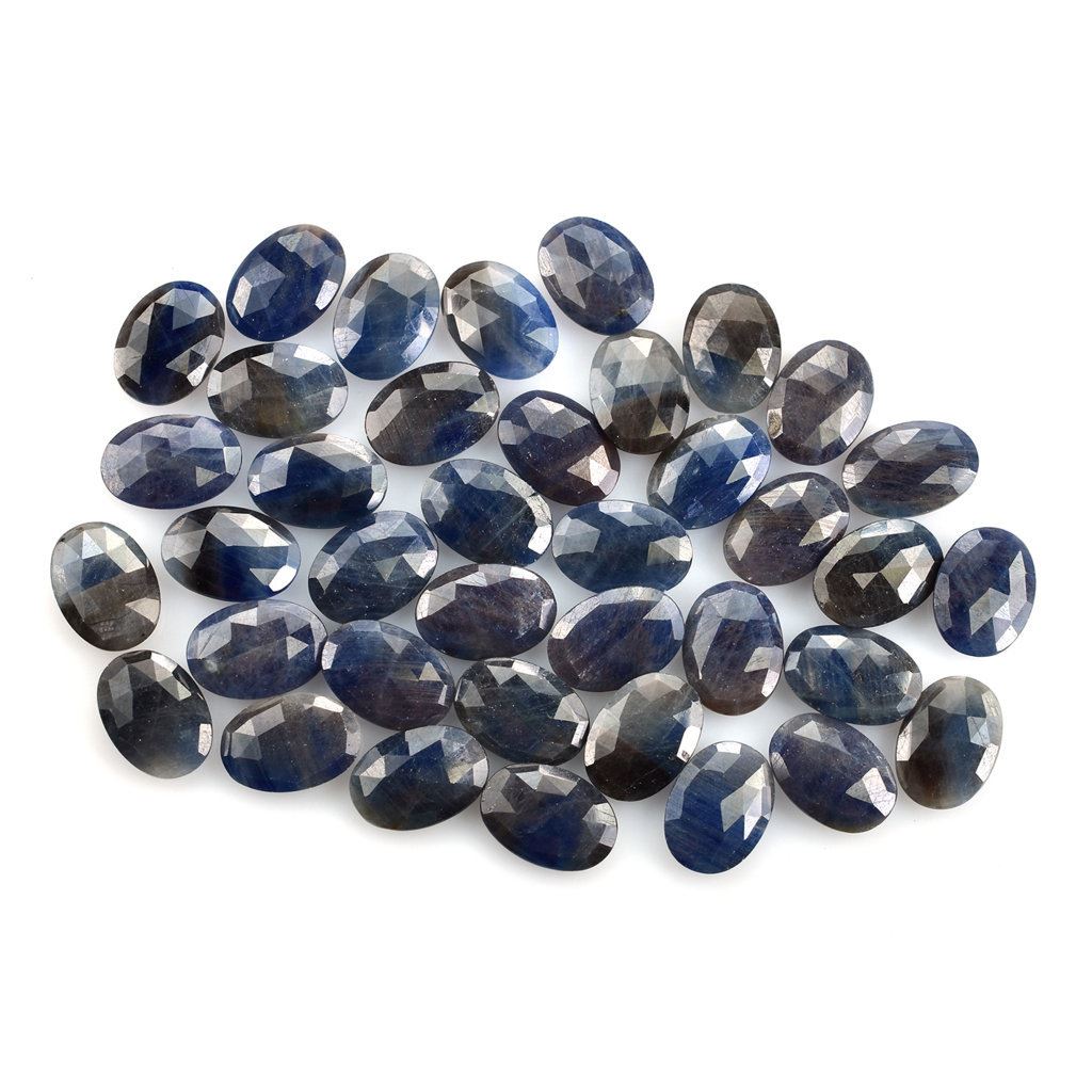 BLUE GREY SAPPHIRE ROSE CUT BRIOLETTE OVAL 14X10MM 5.20 Cts.