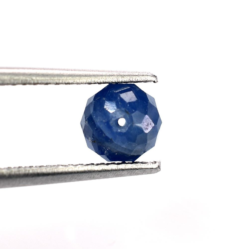 BLUE SAPPHIRE FACETED ROUND BALL (NORMAL) (FULL DRILL 0.60MM) 5X6 MM 1.96 CTS