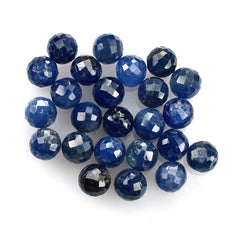 BLUE SAPPHIRE FACETED ROUND BALL (NORMAL) (FULL DRILL 0.60MM) 5X6 MM 1.96 CTS