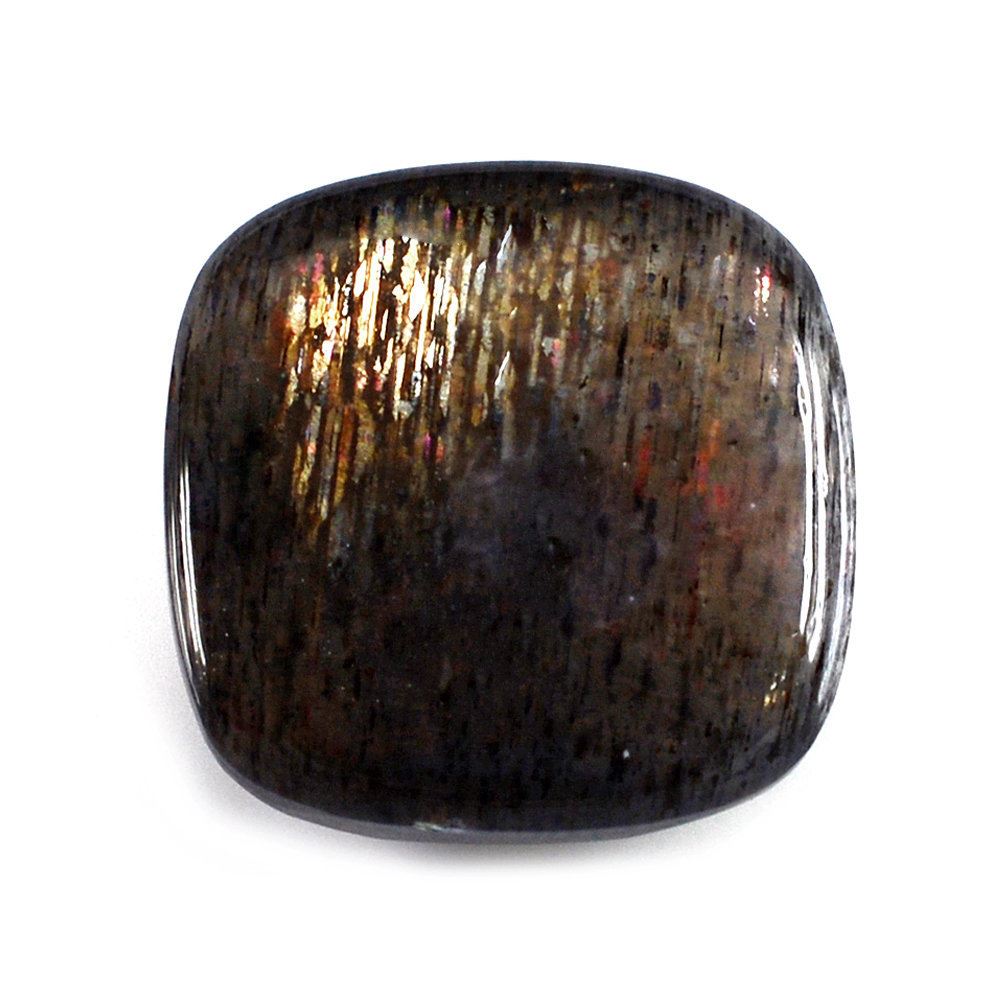 BLACK SHINE GOLDEN MOONSTONE BUFFTOP CHECKER BACK CUSHION 12MM 6.37 Cts.