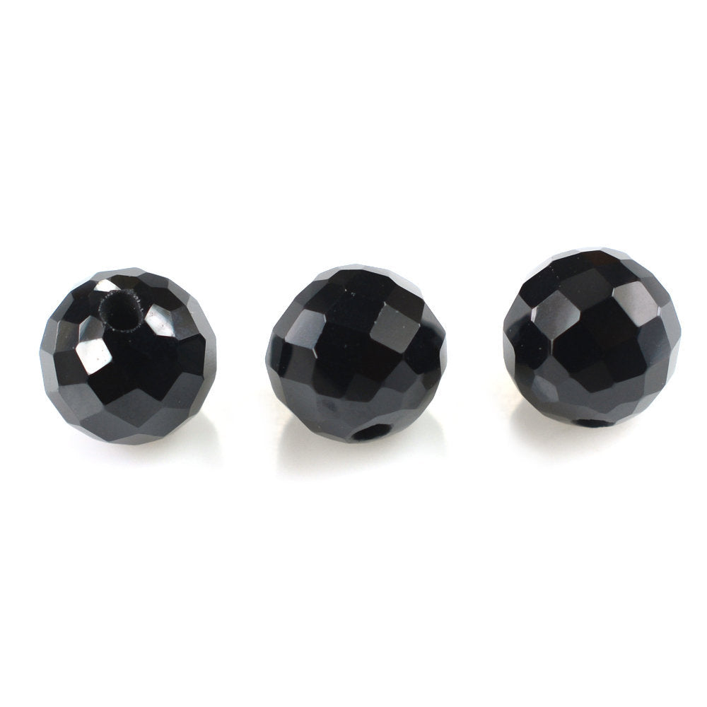 BLACK SPINEL FACETED ROUNDEL BALLS (HALF DRILL) 5MM 1.27 Cts.