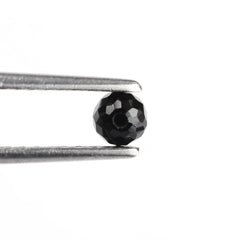 BLACK SPINEL FACETED ROUNDEL BALLS (HALF DRILL) 4MM 0.63 Cts.