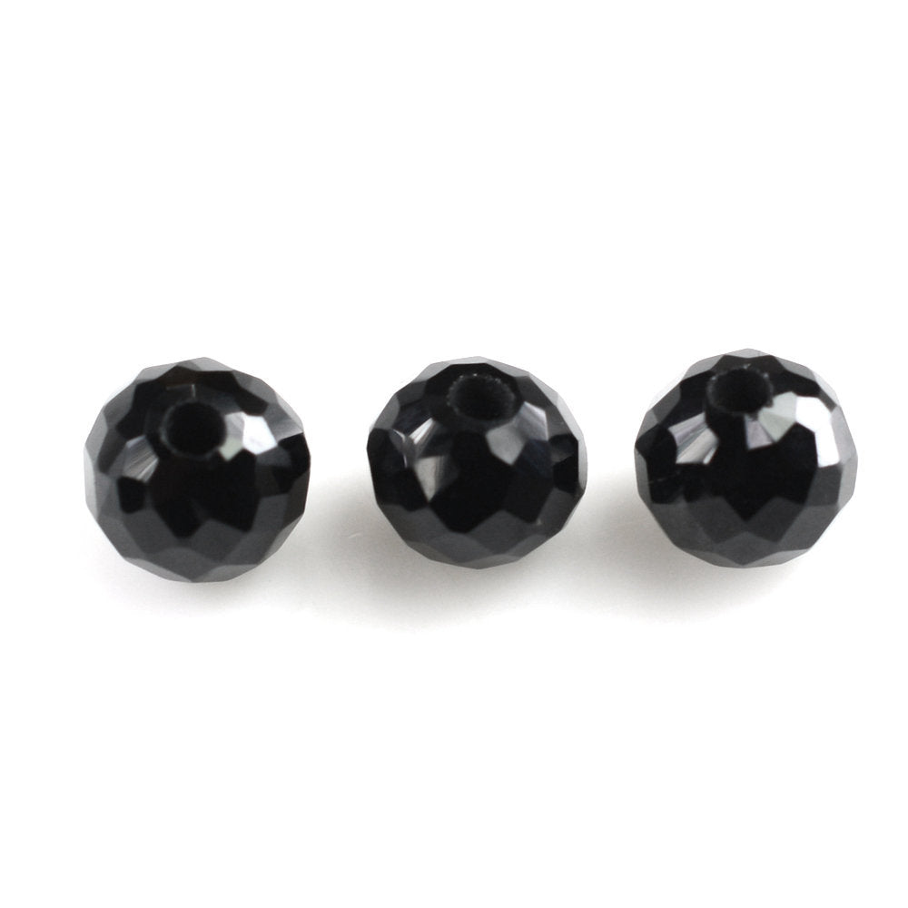 BLACK SPINEL FACETED ROUNDEL BALLS (HALF DRILL) 4MM 0.63 Cts.