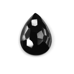 BLACK SPINEL IRREGULAR FACETED PEAR CAB 18X13MM 8.73 Cts.