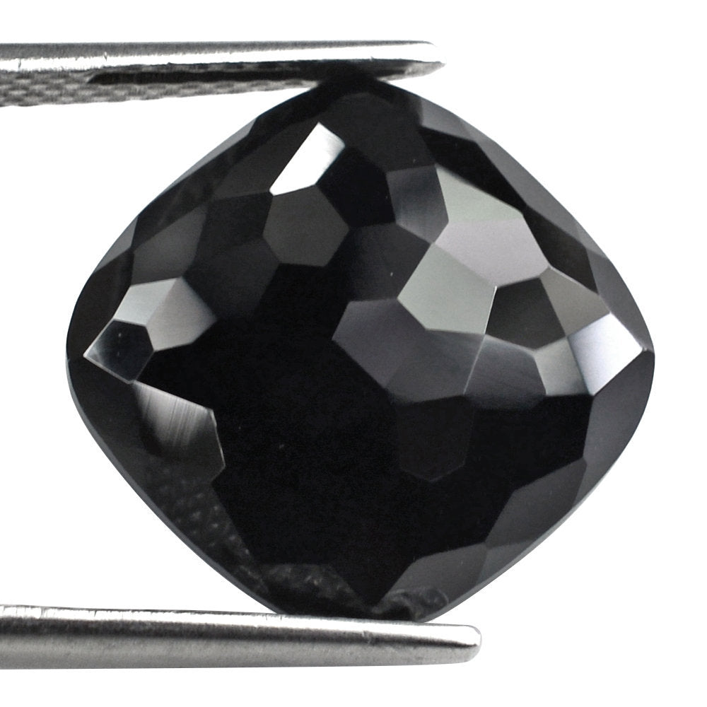 BLACK SPINEL IRREGULAR FACETED CUSHION CAB 16MM 11.91 Cts.