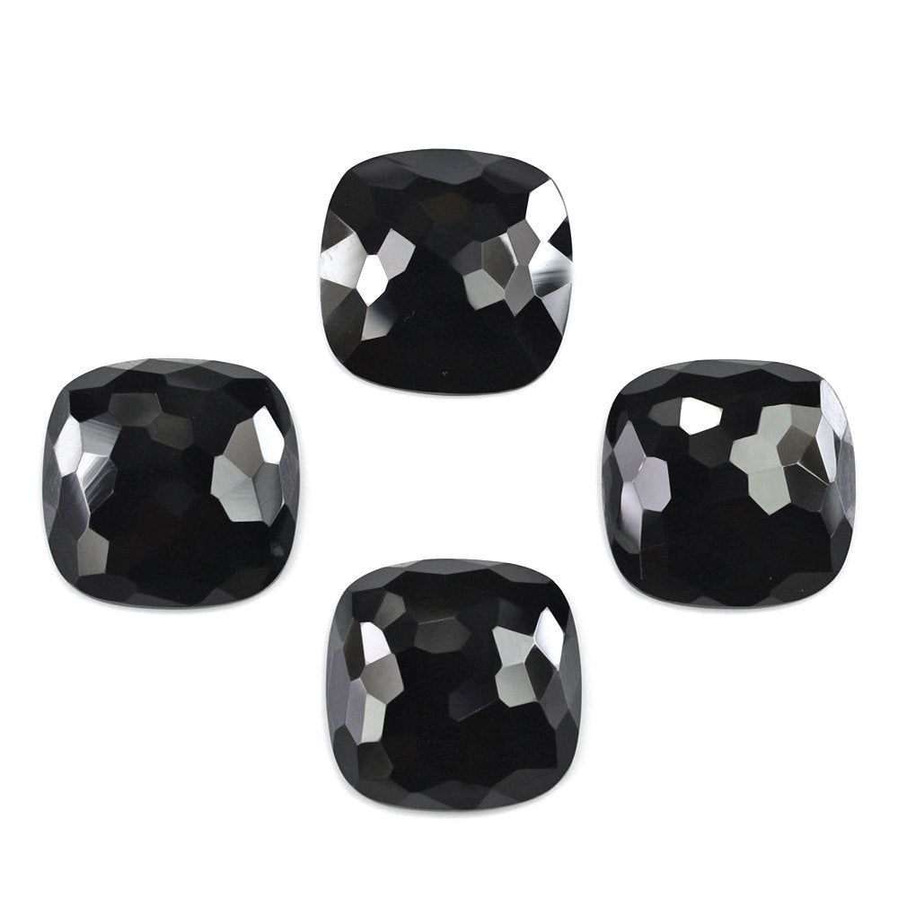 BLACK SPINEL IRREGULAR FACETED CUSHION CAB 16MM 11.91 Cts.
