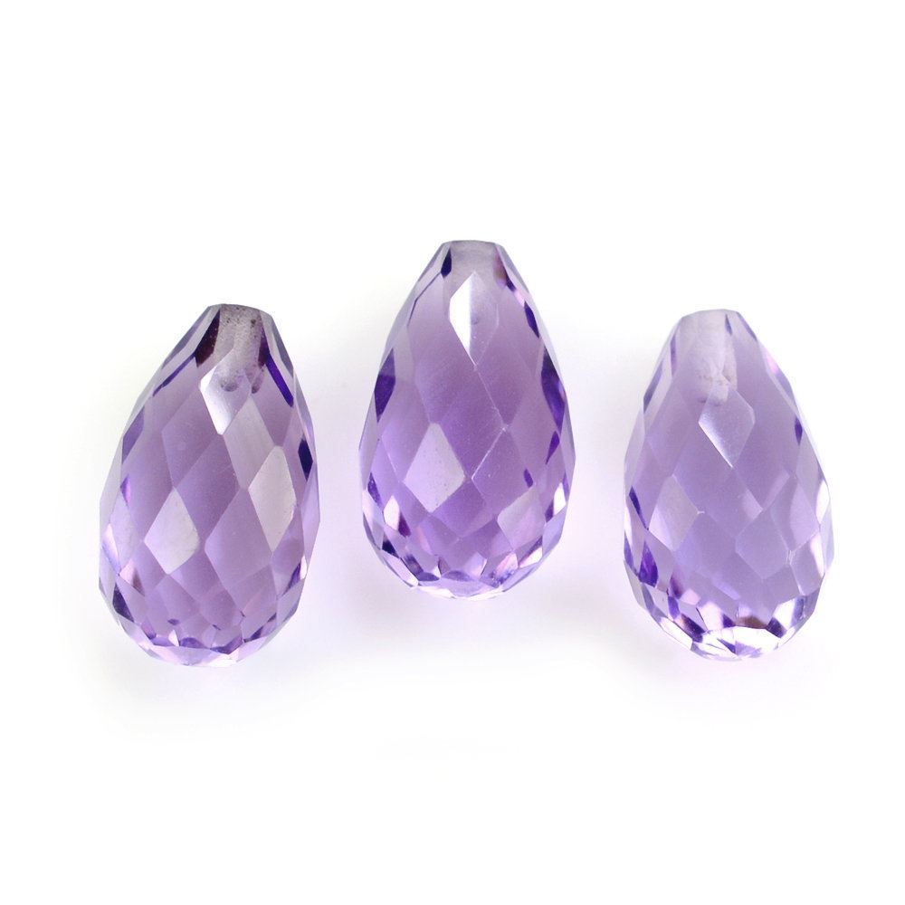 BRAZIL AMETHYST FACETED DROPS (MEDIUM) (HALF DRILL 0.80MM) 10X6MM 2.49 Cts.