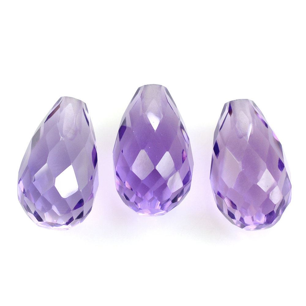 BRAZIL AMETHYST FACETED DROPS (DARK) (HALF DRILL 0.80MM) 10X6MM 2.49 Cts.