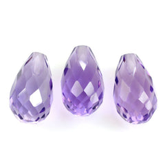 BRAZIL AMETHYST FACETED DROPS (DARK) (HALF DRILL 0.80MM) 10X6MM 2.49 Cts.