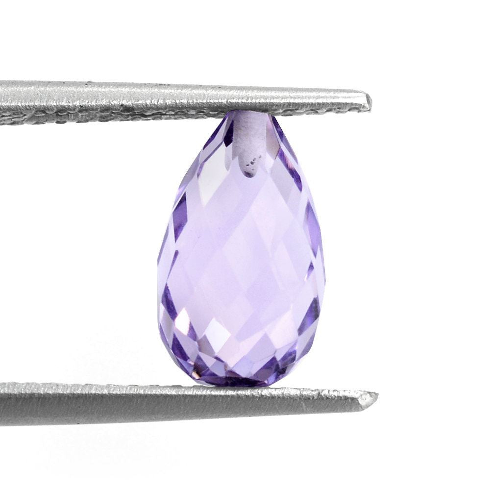 BRAZIL AMETHYST FACETED DROPS (LITE) (HALF DRILL 0.80MM) 10X6MM 2.49 Cts.