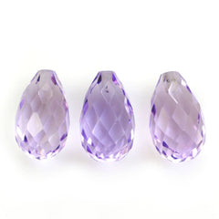 BRAZIL AMETHYST FACETED DROPS (LITE) (HALF DRILL 0.80MM) 10X6MM 2.49 Cts.