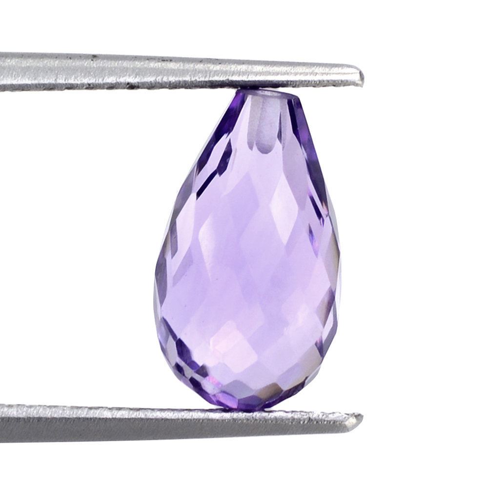 BRAZIL AMETHYST FACETED DROPS (MEDIUM) (HALF DRILL 0.80MM) 12X7MM 4.10 Cts.