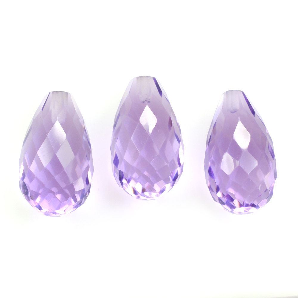 BRAZIL AMETHYST FACETED DROPS (MEDIUM) (HALF DRILL 0.80MM) 12X7MM 4.10 Cts.
