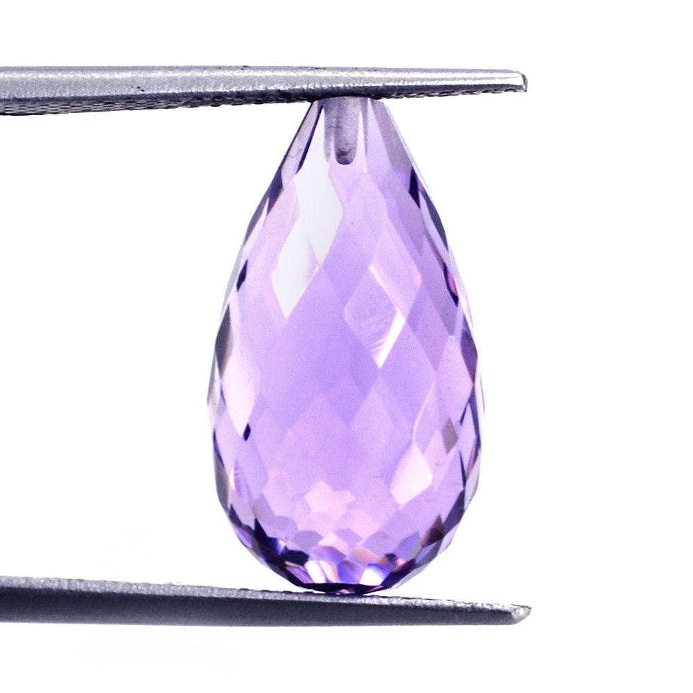 BRAZIL AMETHYST FACETED DROPS (MEDIUM) (HALF DRILL 0.80MM) 18X10MM 12.70 Cts.
