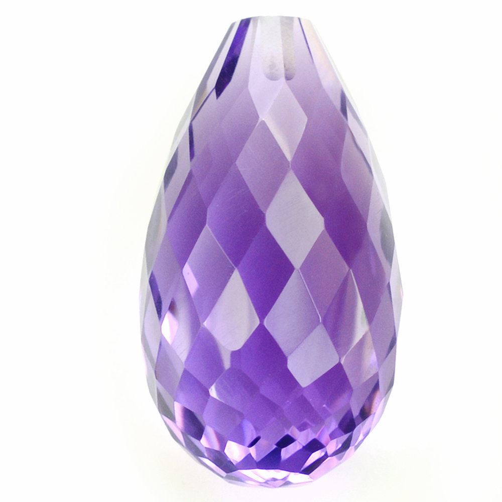 BRAZIL AMETHYST FACETED DROPS (DARK) (HALF DRILL 0.80MM) 18X10MM 12.75 Cts.