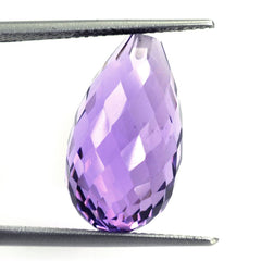 BRAZIL AMETHYST FACETED DROPS (DARK) (HALF DRILL 0.80MM) 18X10MM 12.75 Cts.