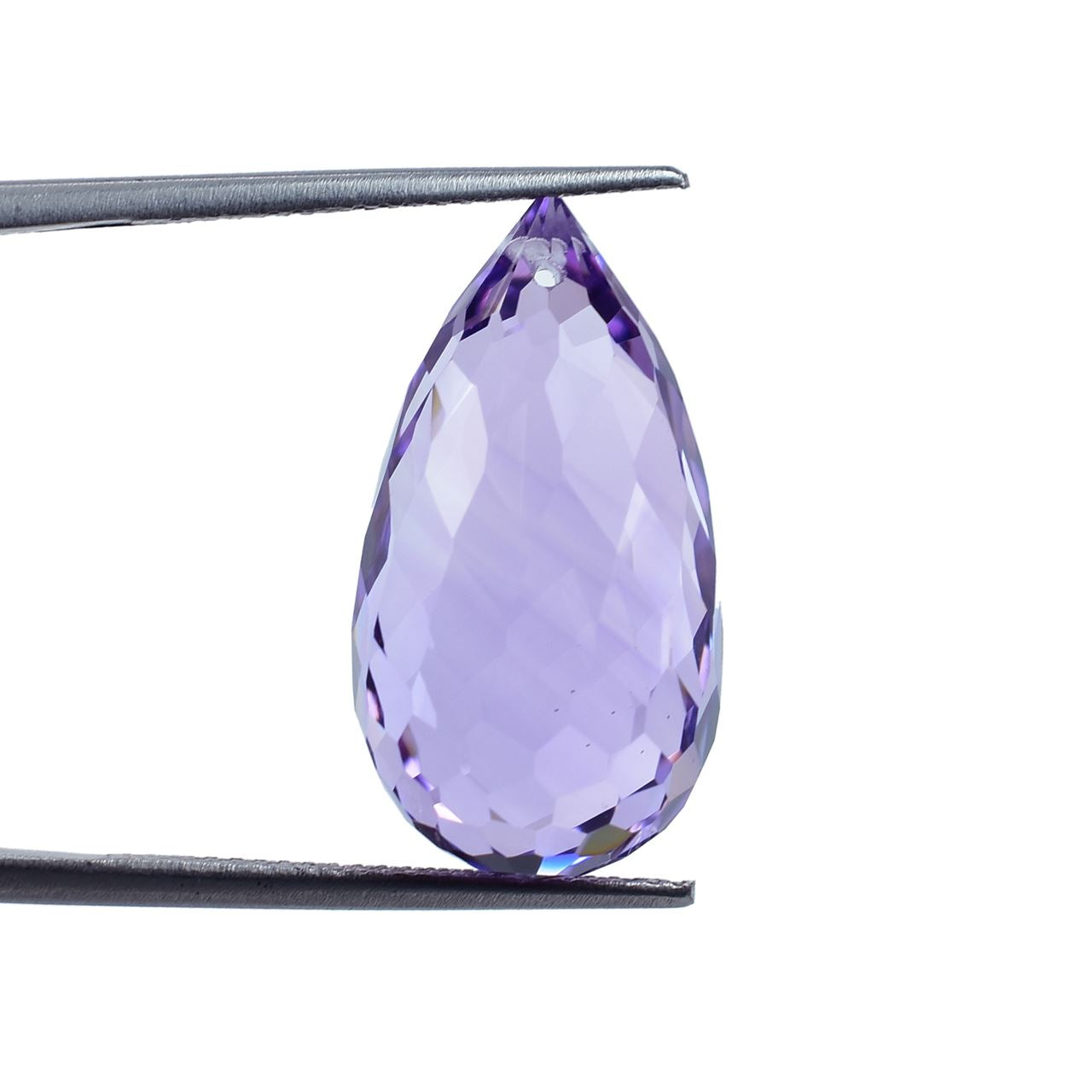 BRAZIL AMETHYST CHECKER FACETED DROPS (LIGHT/CLEAN) (FULL DRILL) 22X12 MM 20.58 Cts.