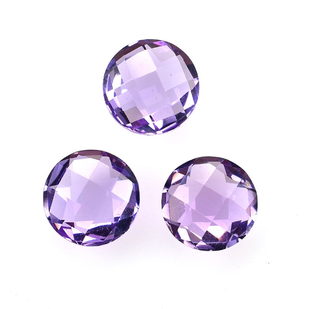 BRAZIL AMETHYST CHECKER CUT BRIOLETTE ROUND  (MEDIUM/CLEAN) 6 MM 0.77 Cts.