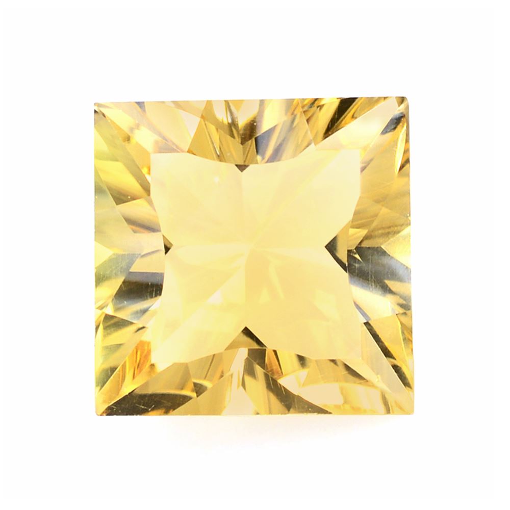 YELLOW CITRINE CONCAVE FLOWER CUT SQUARE (DES#149) YELLOW 12MM 7.08 Cts.